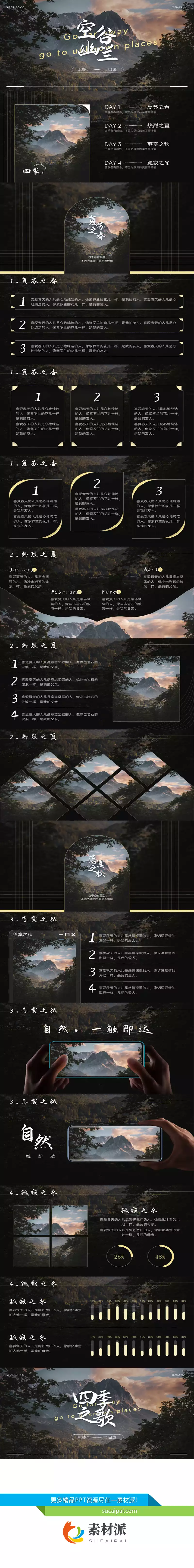 空谷幽兰沉静自然PPT模板 - 第一PPT1
