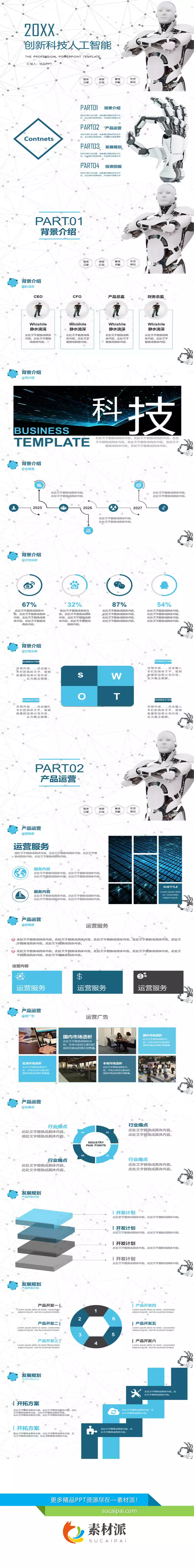 点线粒子创新科技人工智能PPT模板 - 第一PPT1
