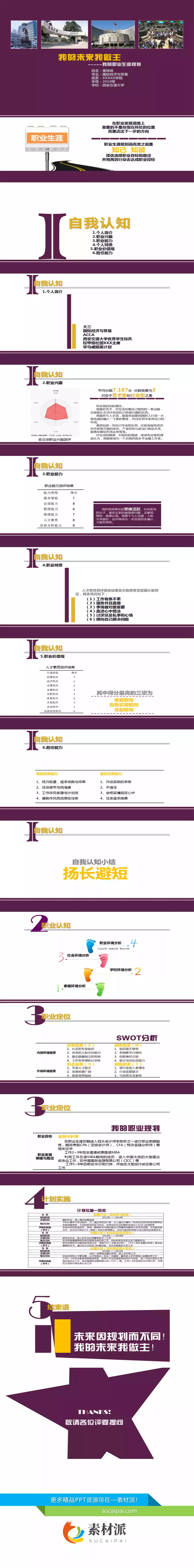 大学生个人职业规划PPT模板 - 第一PPT1