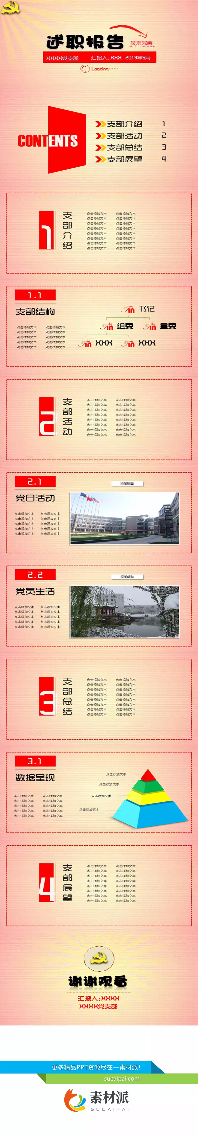党支部书记述职报告PPT模板 - 第一PPT1