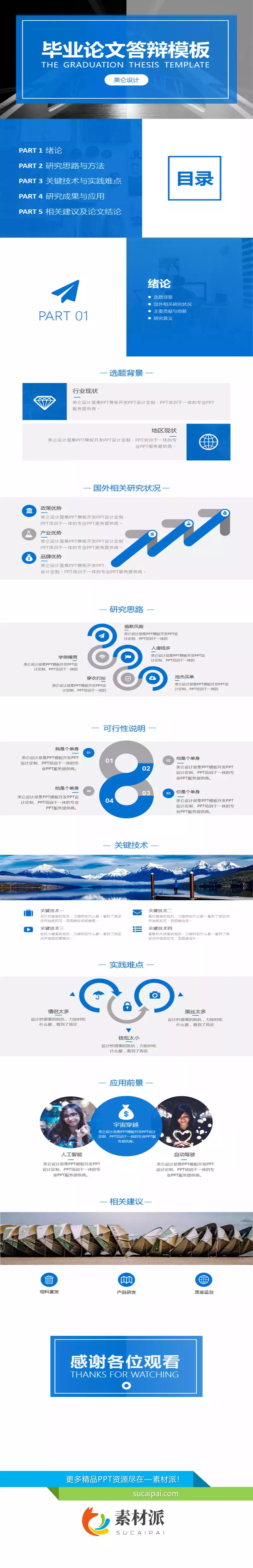 简洁蓝色论文答辩PPT模板 - 第一PPT1