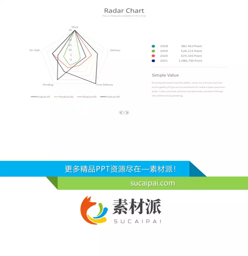 简约雷达图PPT素材 - 第一PPT1