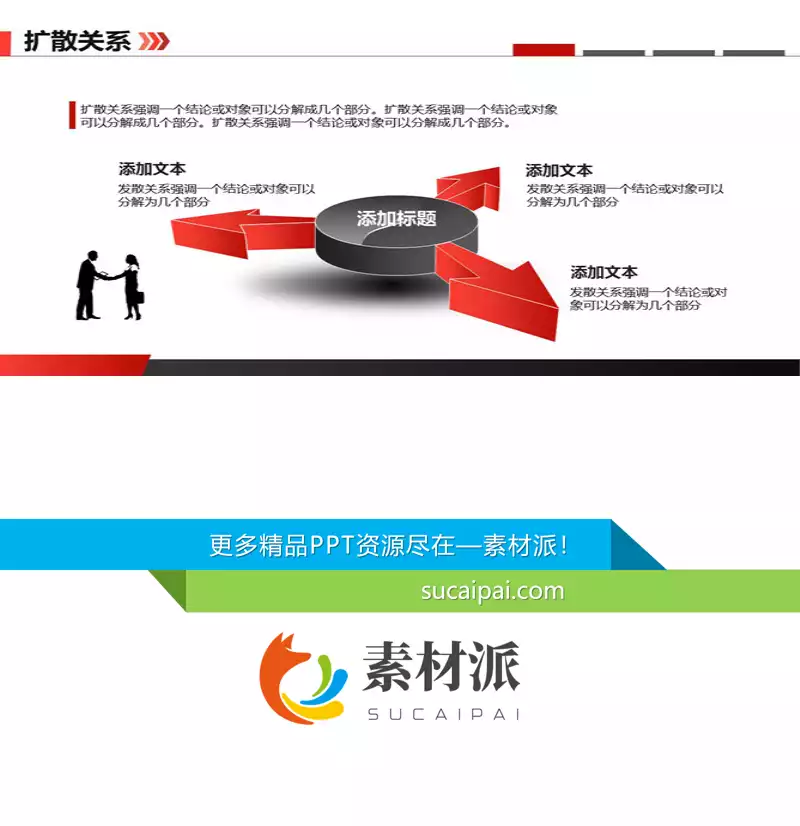 立体三项扩散关系PPT模板 - 第一PPT1