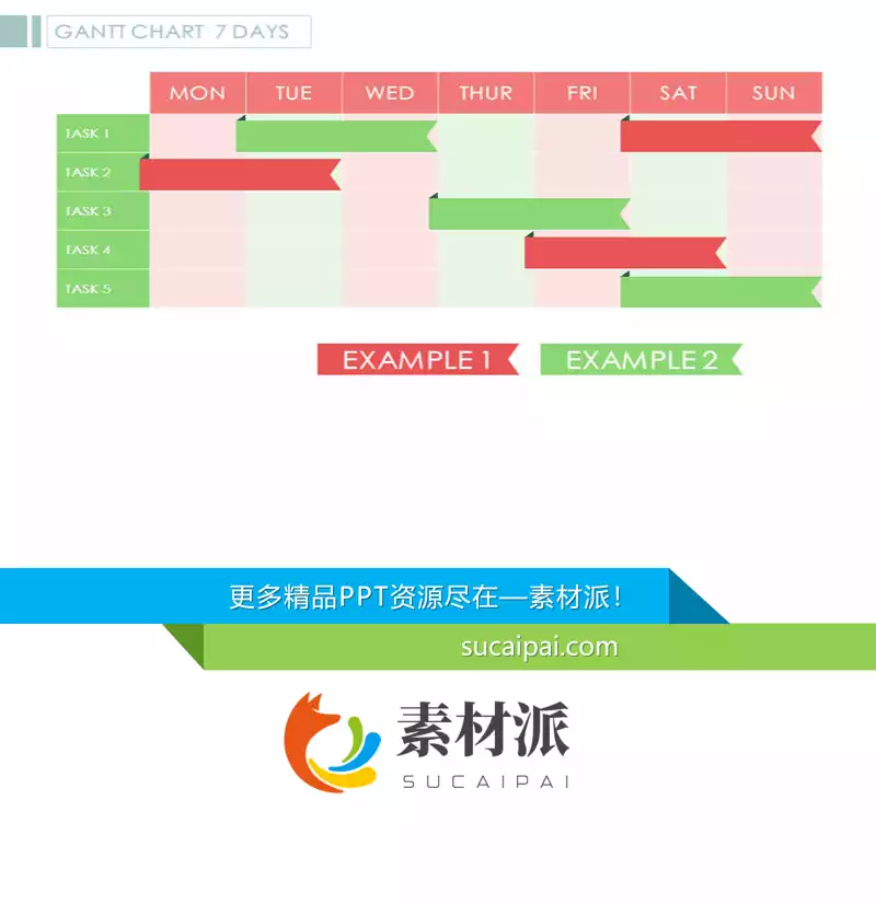一周七天PPT甘特图模板素材 - 第一PPT1