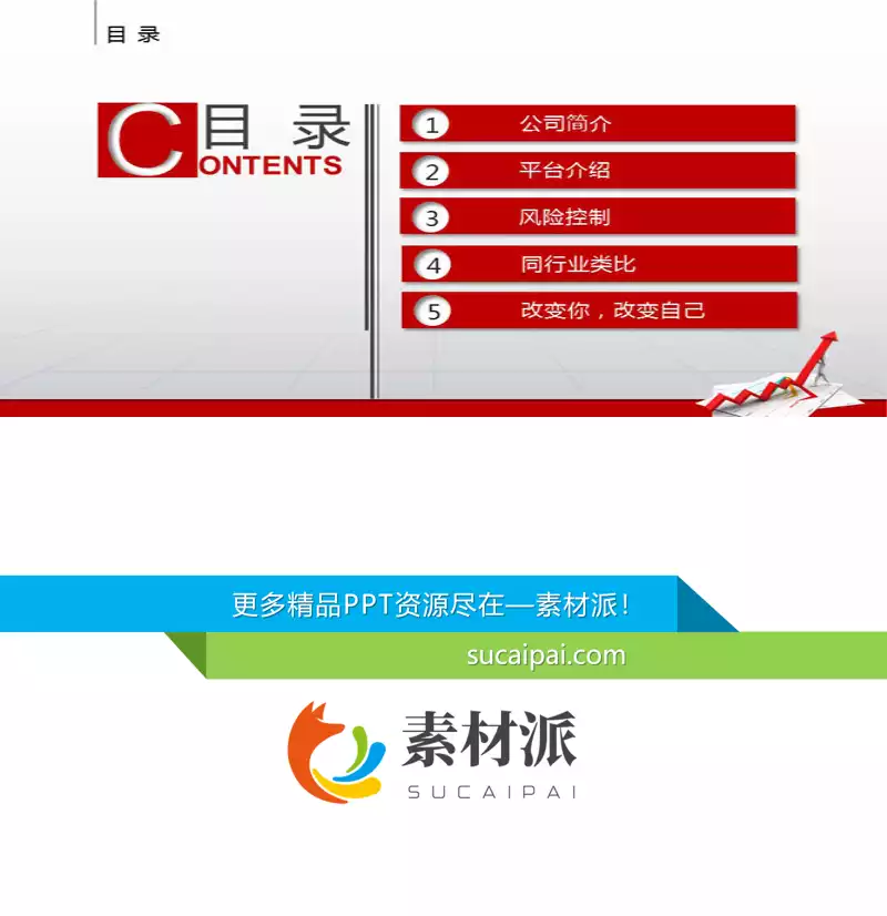 红色大气PPT目录模板 -【第一PPT】1