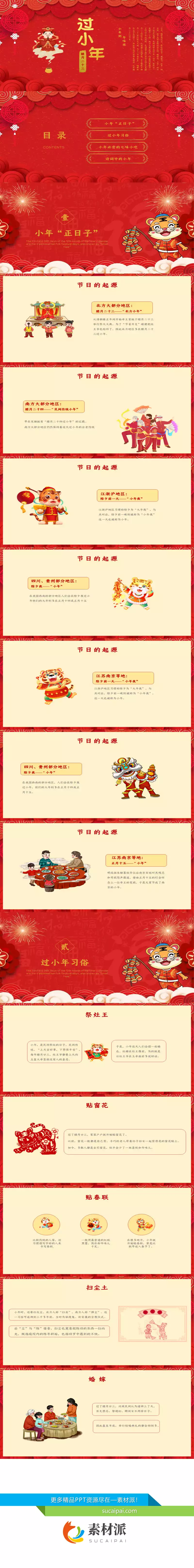 过小年习俗介绍PPT模板 - 第一PPT1