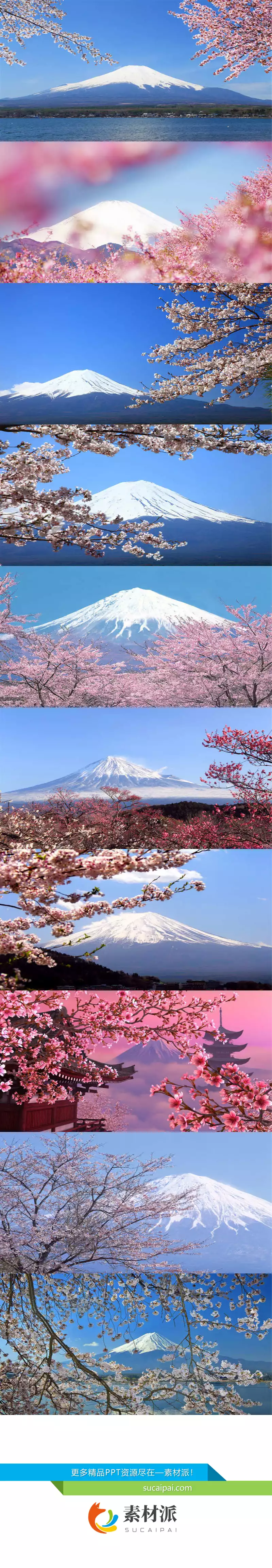 富士山樱花幻灯片背景图片 - 第一PPT1